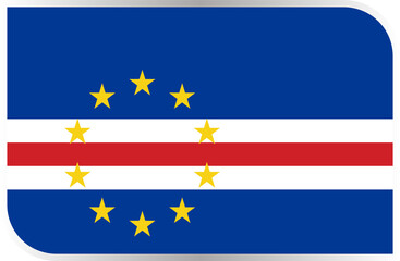 Obraz premium Transparent Rounded Rectangle Cape Verde Flag Button and Badge Icon