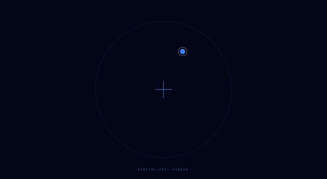 Orbital sync hud interface: minimalist blue circular motion animation