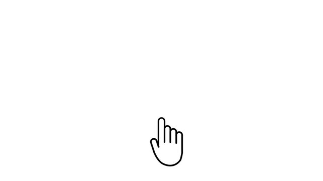Animated hand mouse cursor on transparent background with alpha channel. 4K seamless hand touch click animation. Computer mouse click gesture. Hand Pointer.