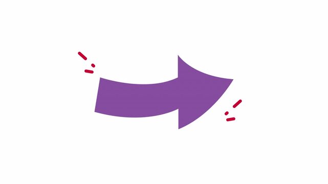 Purple arrow with decorative dashes pointing up on white background. Suitable for presentations, web design, graphics. Modern and dynamic concept.