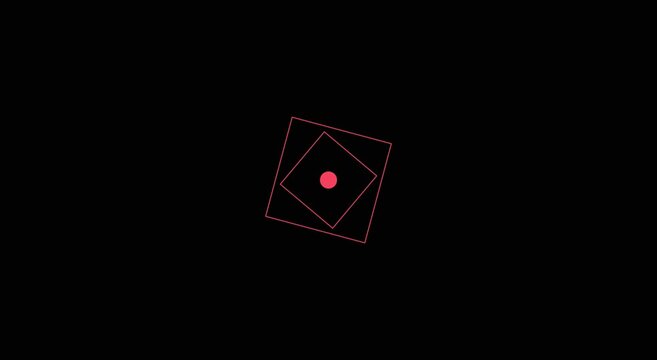 Rotating geometric square frame with center dot minimalist motion animation