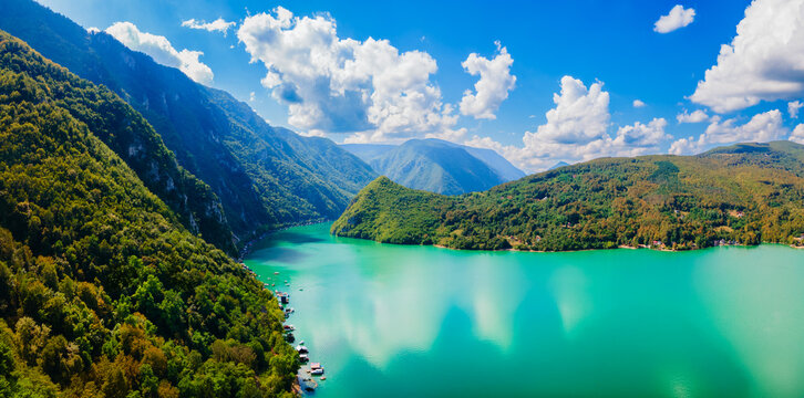 Aerial view of Perucac Lake, border of Serbia and Bosnia