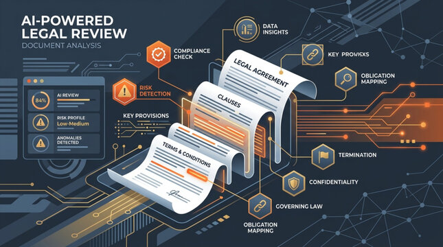 AI powered legal review technology concept.