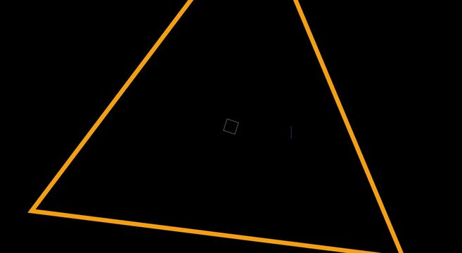 Rotating golden triangle abstract motion on animation black background