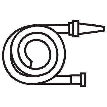 A simple line drawing of a coiled cable with plugs on both ends