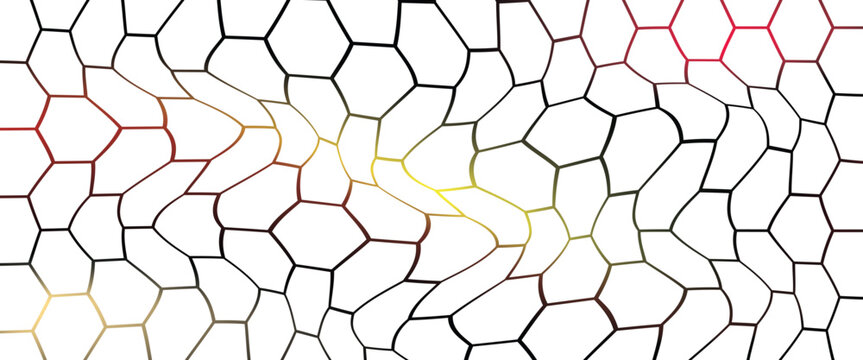 Seamless pattern with outline hexagon grid. Honeycomb net backdrop. Abstract background with geometric line grille. Black hexagon mesh, vector illustration