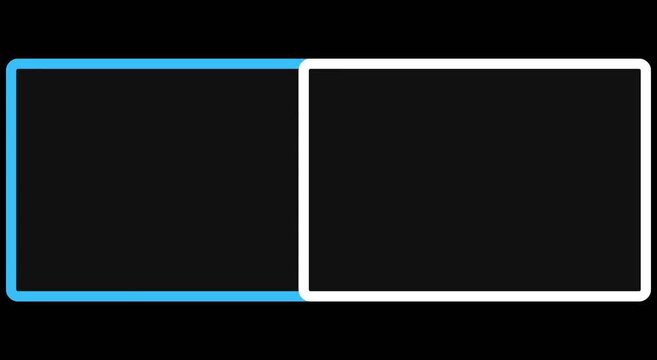 Minimalist neon square frames pulsing on dark animation background motion