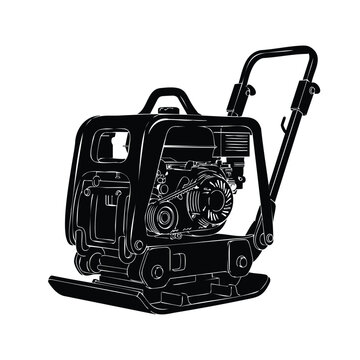 Construction plate compactor silhouette for road work.