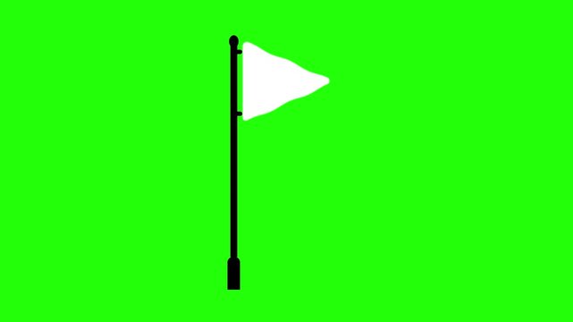 White surrender flag animation on green background symbolizing defeat, peace, truce, or surrender. Perfect for chroma key editing, historical content, war concepts, symbolic videos, and motion graphic