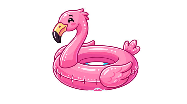 Cute pink flamingo pool float with cartoon style design for summer