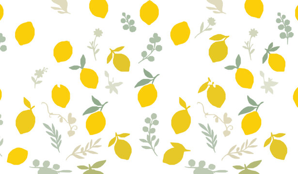 Minimal coquette lemon floral seamless pattern vector illustration