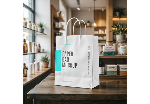 Paper Bag Mockup for Commercial Branding and Product Advertising