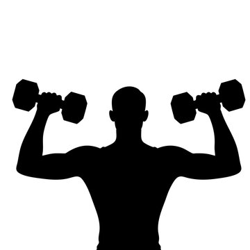 silhouette of a man lifting weights
