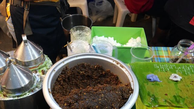 Steamed Tapioca Pearls with Pork Filling, Thai traditional snack