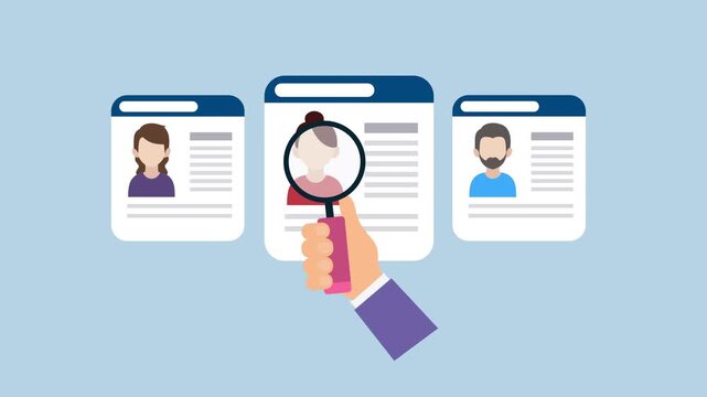 User Profile Search Animated Flat Design 2d Animation with Alpha Matte