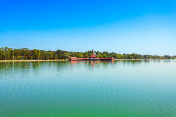 Fototapeta premium Womens Lido building on Palic Lake in Palic, Serbia