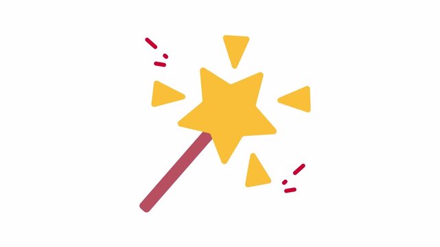 Yellow star magic wand icon perfect for design projects needing a touch of magic or fantasy element, ideal for whimsical designs.