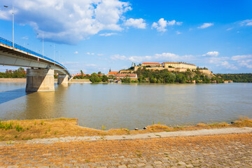 Obraz premium Varadin bridge and Petrovaradin Fortress in Novi Sad, Serbia