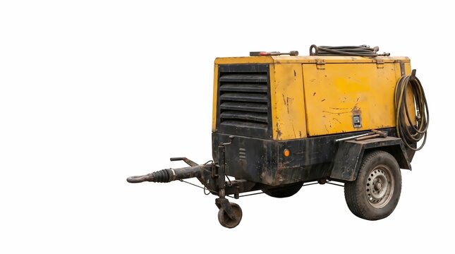 Yellow portable air compressor on trailer