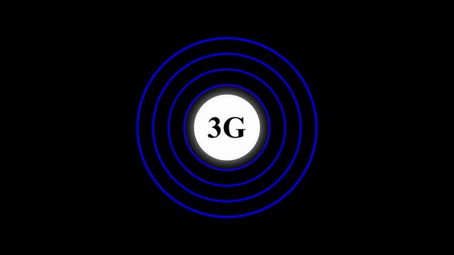 Radio wave with 3G icon. Internet button. 3G banner for streaming. 3G circle streaming icon animation 