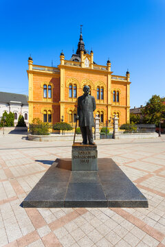 Bishop Palace, Jovan Jovanovic Zmaj monument in Novi Sad city, Serbia