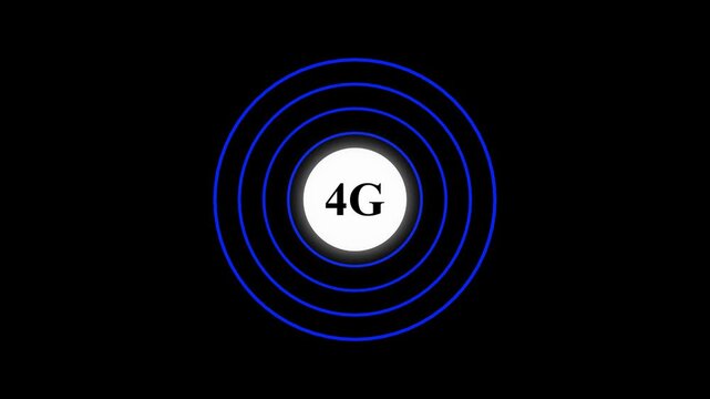 Radio wave with 4G icon. Internet button. 4G banner for streaming. 4G circle streaming icon animation 