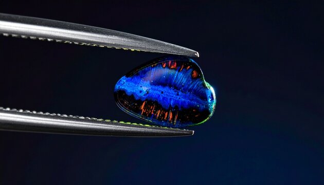 Close-up of glowing blue Paraiba tourmaline gemstone under UV light
