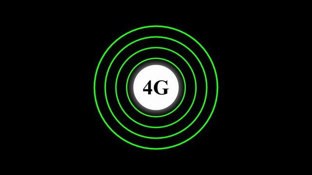 Radio wave with 4G icon. Internet button. 4G banner for streaming. 4G circle streaming icon animation 