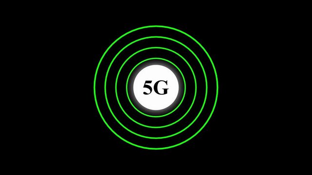 Radio wave with 5G icon. Internet button. 5G banner for streaming. 5G circle streaming icon animation 