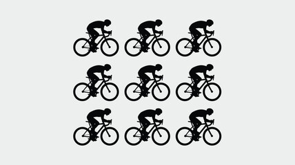 Obraz premium Cycling vector illustration with cyclist silhouettes racing grid pattern teamwork symmetry design perfect for sports and fitness themes
