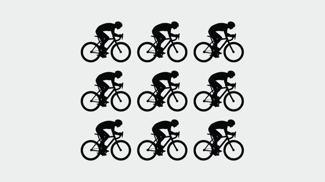 Cycling vector illustration with cyclist silhouettes racing grid pattern teamwork symmetry design perfect for sports and fitness themes