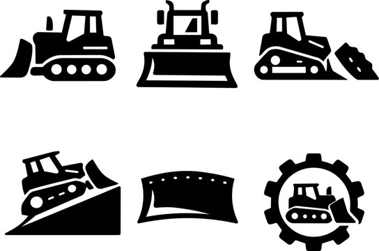 Glyph icon bulldozer blade machinery