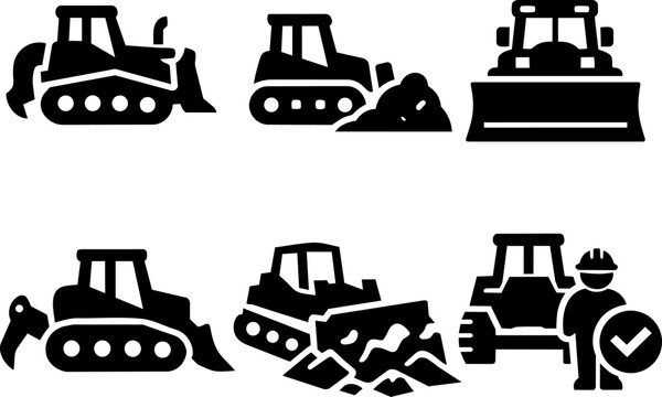 Glyph icon bulldozer construction machinery