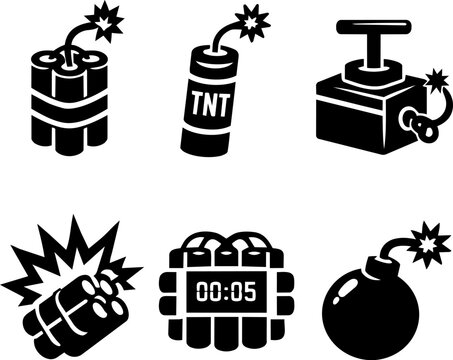 Vector glyph icon explosive bomb danger