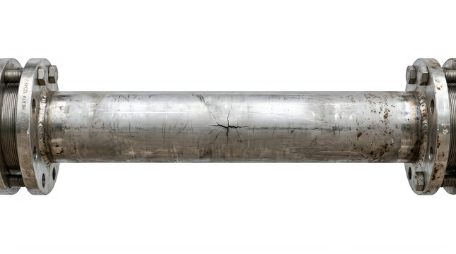 Galvanized steel pipe joint for industrial plumbing and construction branding frontal isolated png on a transparent background perfectly cutout high resolution