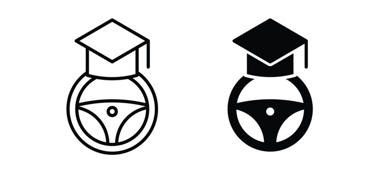 Driving school icon solid Design. Line icons for web