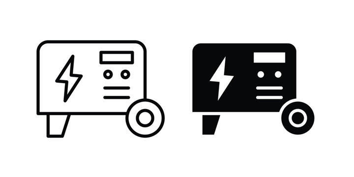 Electric generator icon solid Design. Line icons for web