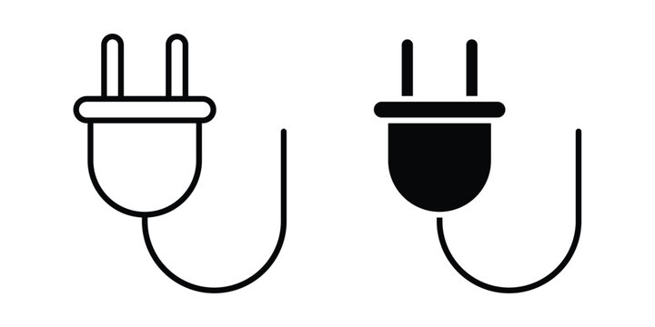 Electrical plug icon solid Design. Line icons for web