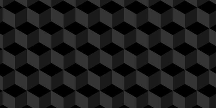 Abstract square black grid tiles cubic shape backdrop texture. geometric cube decoration wall tiles floor,. vector diamond hexagon triangle wallpaper background.