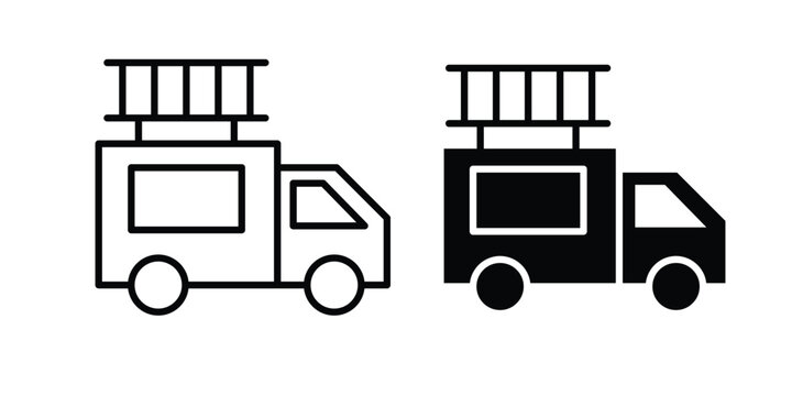 Fire truck icon solid Design. Line icons for web