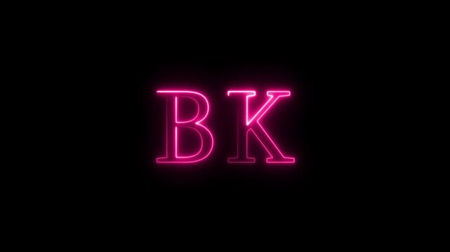 Neon pink glowing letters bk move and pulsate against a black background, creating a vibrant and dynamic visual effect