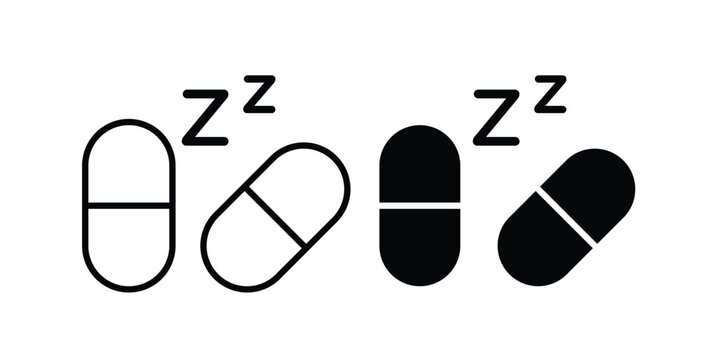 Sleeping pills icon solid Design. Line icons for web