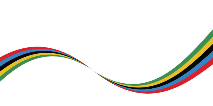 abstract wavy stripes with the colors of Paris Olympics games 2026 . vector illustration