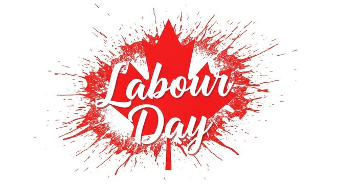 Vibrant canadian labour day graphic with maple leaf