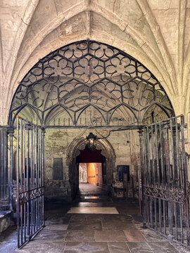 Gothic Stone Archway and Iron Gate, Westminster Abby, London