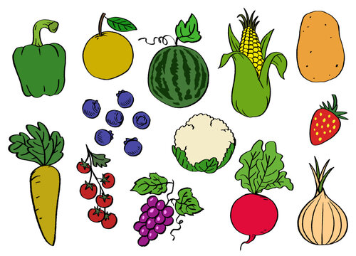 Set of Hand Drawn Vegetables in Vintage Style