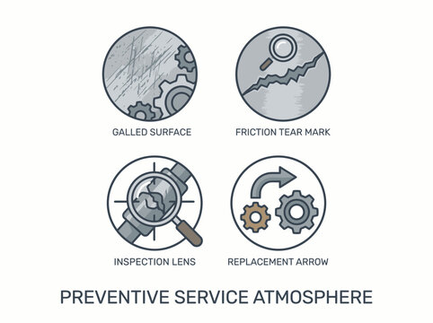 Industrial Galled Surface and Friction Tear Analysis Icons