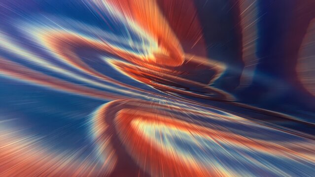 Abstract digital art with dynamic speed lines and glowing orange and blue light streaks