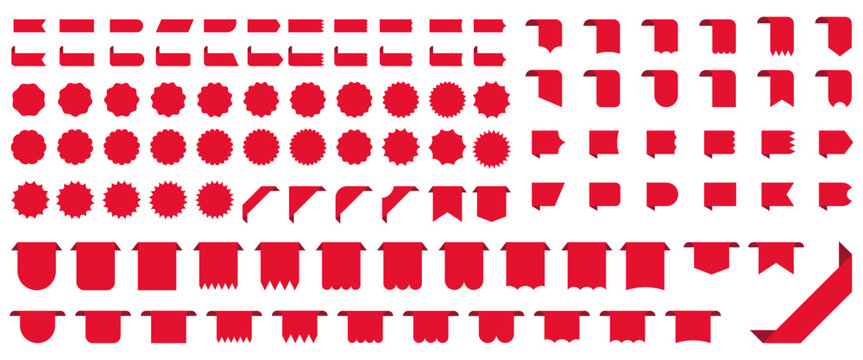 Red icons set of various shapes and symbols for design and decoration purposes  web graphics