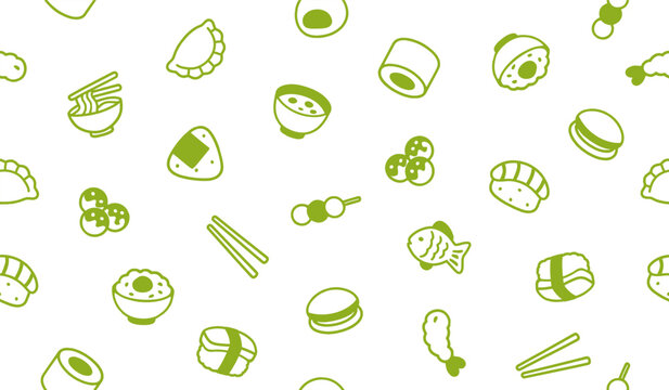 Cute Japanese food pattern background vector design